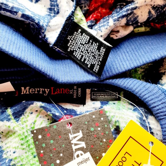 Merry Lane Kids Pajamas Christmas Trees 2 Piece Set Family Shirt Pants Blue XL - Picture 2 of 12